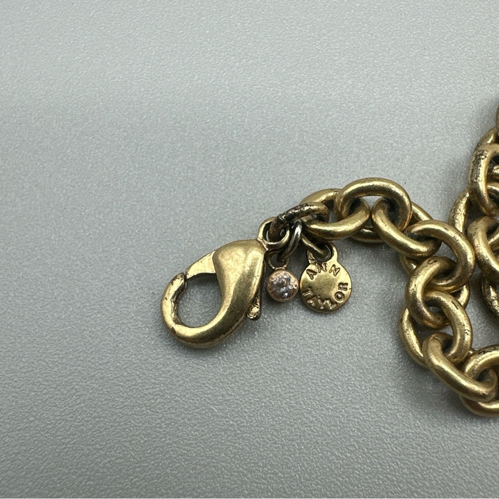ANN TAYLOR Multicolored Gem‎ Rhinestones Bezel Charm Necklace #799 - Picture 4 of 4